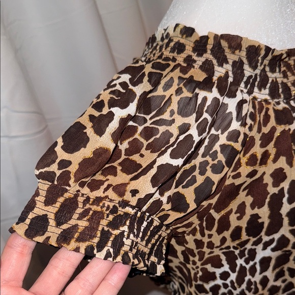 Candie's Brown Leopard Print Off-Shoulder Blouse - Picture 5 of 6